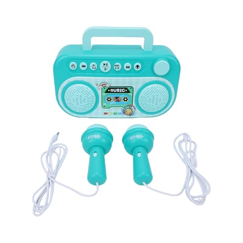 SEAFRONT Máquina de Karaoke para Niños, Altavoz Bluetooth con 2 Micrófonos Inalámbricos, Juguetes Portátiles para Niños y Niñas de 3, 4, 5, 6, 7 y 8 Años, Regalo de Cumpleaños (Green)