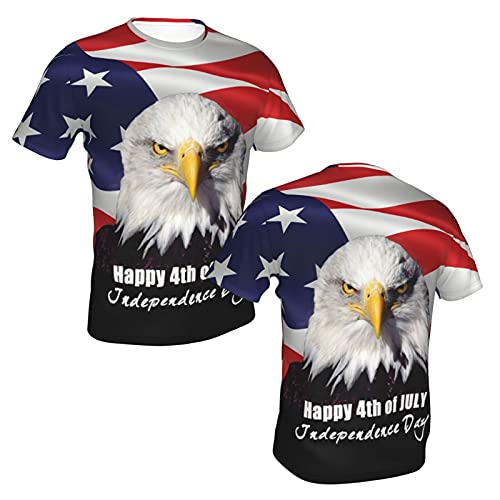Wporf American Eagle T-Shirts For Men 3D Print Patriots United State Flag Shirt Adults With Short Sleeves America3-Xl #TOP1