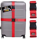 GORILLA GRIP Heavy Duty Luggage Straps for Suitcase, 2 Pack, Red