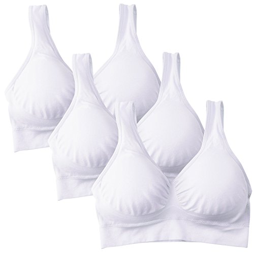 MIRITY Padded Sports Bras for Women Freedom Seamless Spandex Yoga Bra,3 White,S Fit 28ab 30b 32ab