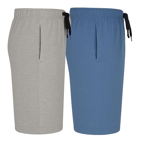 Hanes Men’s 2-Pack Cotton Sleep Shorts – Lightweight Lounge Bottoms 7.5" Inseam, Breathable Fit, Elastic Waist, Pantalones Cortos de Dormir de Algodón, Grey Heather/Chambrey Blue, Medium4