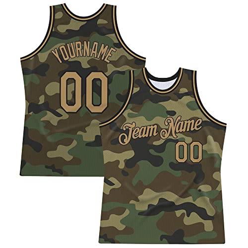 Custom Father's Day Basketball Jerseys Shirts Stitched Personalized Team Uniforms for Men Camo and Gold-black, 8 Years