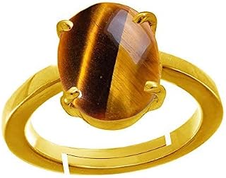 Akshita gems Crystal Natural Tiger's Eye Adjustable Ring 8.25 Ratti - 7.50 Carat Certified Stone for Men and Women Price In India