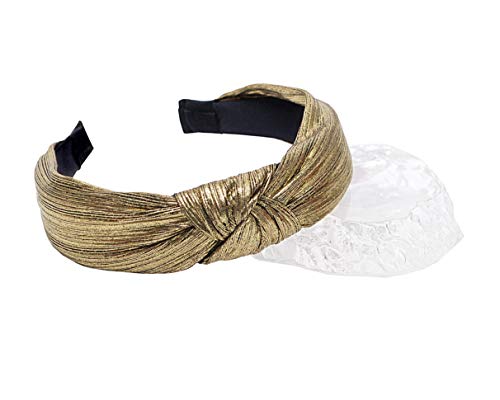 Image of Vogue Hair Accessories Solid Shimmer Fabric Knot Plastic Hairband Headband for Girls and Women (Shimmer Bronze)
