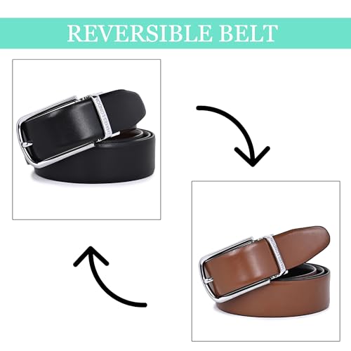 Image of HAYES LONDON Belts for Men Leather Original - Belt for Men Formal with Classic Design, Durable and Italian Reversible Men Belts for All Occasions