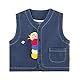 Baby Kleinkind Denim Weste Kinder Frühling Herbst Ärmellose Jacke Jungen Mädchen Cartoon Muster Knopf Mantel Top, Blau 100