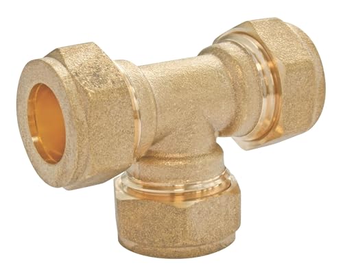 SOMATHERM FOR YOU, Té laiton égal bague à compression pour tube cuivre Ø18 - Raccordement plomberie durable - Compatible avec tous tubes cuivre - Idéal pour eau chaude/froide