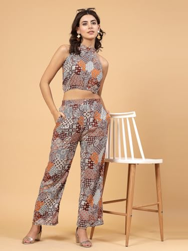 Image of Rigo Rayon Printed Top and Shorts Co-ord Set for Women | Sleeveless Co-ords Set for Women | Stylish Dresses for Women | Night Wear, Beach Wear, Vacation Wear Outfit