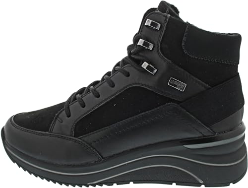 Remonte Femme D0t79 Baskets Hautes en cuir noir et semelle amovible
