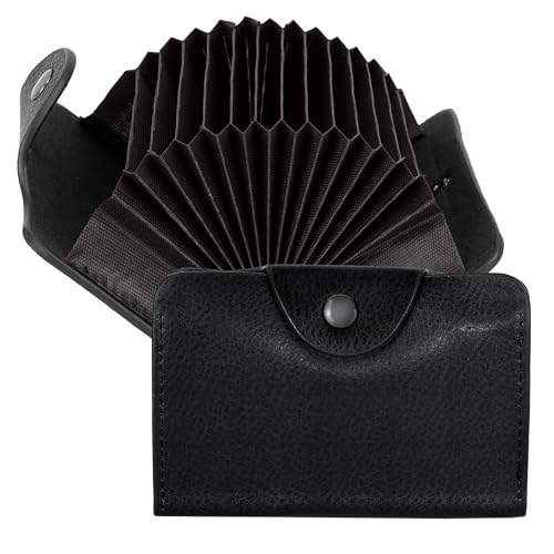 Storite 12 Slots PU Leather Credit Card Holder Wallet Black 10.5 x 7 x 2 cm