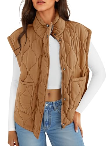 Cicy Bell Womens Quilted Puffer Vest Stand Collar Zip Up Winter Lightweight Padded Gilet Outerwear2