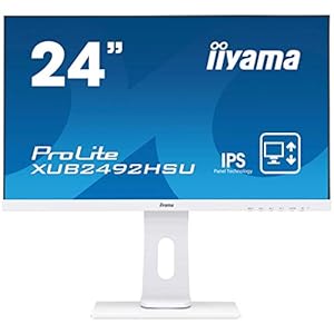 iiyama XUB2492HSU-W1 24″ White, IPS LCD with Slim Bezel, 4ms, Full HD 1920×1080, 250 cd/m² Brightness, 1x HDMI,1 x DisplayPort,1 x VGA, 2 x USB, 2 x 2W Speakers, Height Adjustable Stand