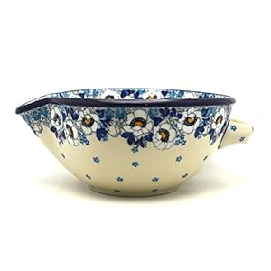 Polish Pottery Batter Bowl – 1 quart – White Poppy