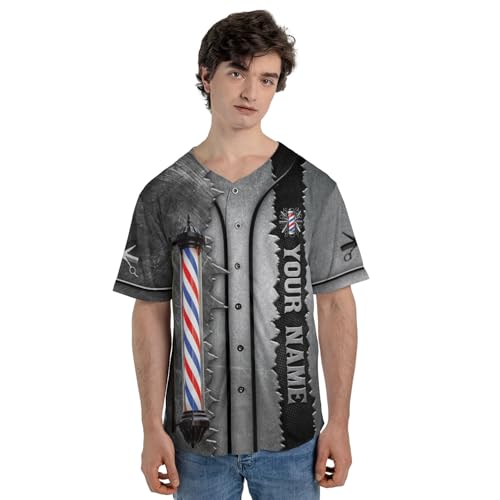 Custom Barbershop Baseball Jersey for Men – Personalized Barber Smock Shirt, Camisas Profesionales Chaqueta Hair Stylist miniatura 5