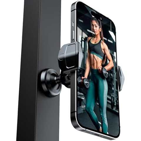 NIYEVN Gym Magnetic Phone Holder, 360° Rotatable Magnet Phone Holder for Gym Workout-Record, [N55 Super Magnet] Magnetic Cell Phone Holder for All 4-7 Inch Smartphones, Great Gym Accessory Cover