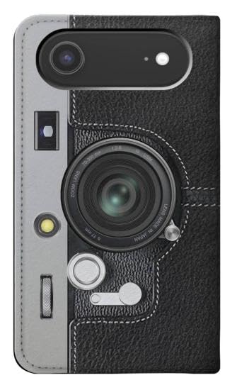 Etui flip housse cuir iPhone Air camera lense shutter noir