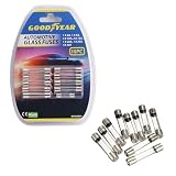 Goodyear Automotive Glassicherungssatz - Gemischte 2A-30A (2A, 5A, 10A, 15A, 20A, 25A, 30A), 12V Klar Rohrsicherungen für Auto, Fahrrad & Wohnwagen Stromkreisschutz