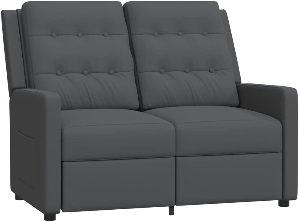 vidaXL Sofá Reclinable de 2 Plazas Ajustable Reposapiés Silla Sofá Asiento Sala de Estar Salón Oficina Ergonómico de Tela Gris Oscuro