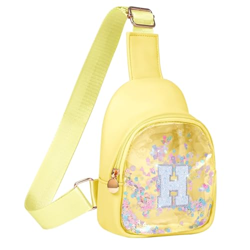 Image of COSHAYSOO Personalized Christmas Birthday Gifts Burr Basket Stuffers for Girls Yellow Purse Sling Bag Crossbody Girl Cute Funny Cool Mini Travel Fashion Accessories Monogrammed Initial Letter H