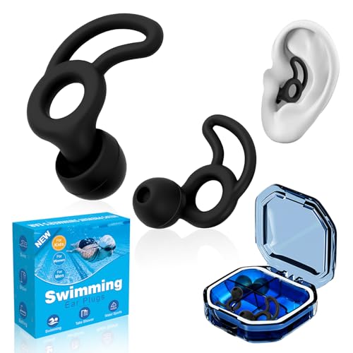 Ohrstöpsel Schwimmen für Kinder, Wasserdichte Wiederverwendbare Weiches Silikon Ohrenstöpsel S&M für Schwimmen, Baden, Pool, und andere Wassersportarten Mit Aufbewahrungsbox (Schwarz) Ohrstöpsel Schwimmen für Kinder, Wasserdichte Wiederverwendbare Weiches Silikon Ohrenstöpsel S&M für Schwimmen, Baden, Pool, und andere Wassersportarten Mit Aufbewahrungsbox (Schwarz)