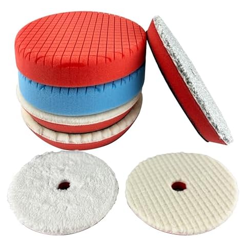 wesleydrill 7PCS Buffing Polishing Pads, Compound Buffing Sponge Pads Cutting Polishing Pad Kit for Car Buffer Polisher Compounding, Polishing and Waxing(6.5” Face for 6” 150mm Backing Plate) Cover