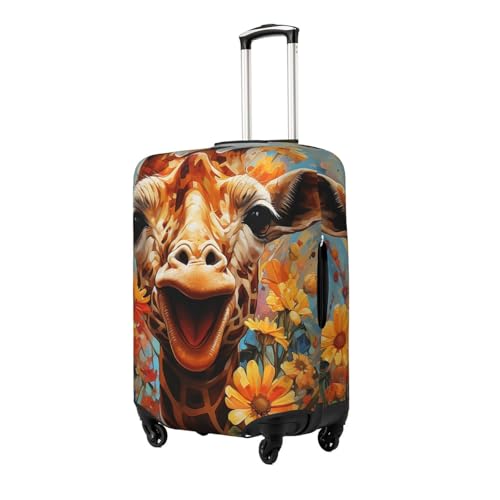 Funny giraffe Cute Sunflower Vintage Elastic Travel Luggage Cover Travel Suitcase Cover for Trunk Case 19''-32'' Luggage Protective Cover2