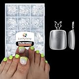 Luckyfairy 504pcs Toe Nail Press Ons: Squavol Toe Nail Tips Full Cover Fake Toenail, 15 Sizes Square Round Oval Press on Toenails for Women Big Wide Nail Extensions Home DIY Salon