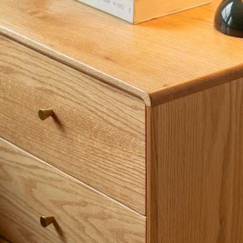 Vadisun Solid Oak Nightstand with 2 Drawers, Mid Century Modern Nightstands, Light Wood Night Stand, Wood End Side Table for Smal Spaces, Small Bedside Table for Bedroom(Natural Oak, 19.69\" H) - Thumbnail 4