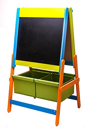 Essential home school 3 in 1 Easel - Blackboard, Magnetic white board, paper roll with 2 storage bins.
