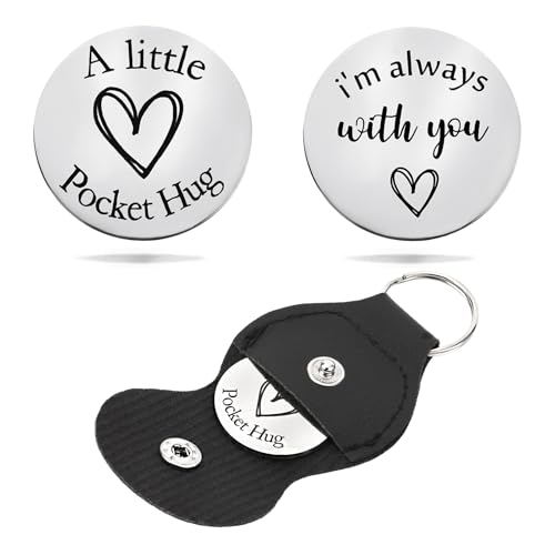 Pocket Hug Token Keychain for Women & Men - Inspirational Gifts for Him & Her Christmas Valentine's Day Graduation