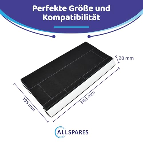AllSpares Aktivkohlefilter für Siemens LZ45501 LZ45500 | Neff Z5144X1 Z5144X5 | Bosch DHZ4506 434229 DHZ4505 | Constructa CZ5144X5 | Balay 3BT769X | Gaggenau Küppersbusch KF280001 | 385x195x28mm