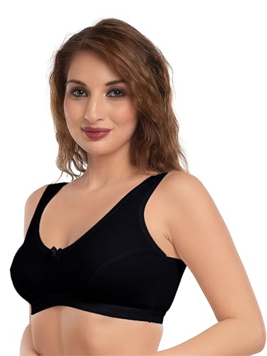 Image of Daisy DEE Women's Girls Cotton Easy Slip-On Bras Non-Padded Wirefree High Coverage Sleep Bra Comfortable Fit Everyday Sports Bra Home Bra NLRA