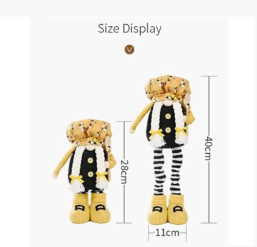 Standing Bee Gnome Plush Decorations, Bumble Bee Chef Gnome With Retractable Spring Legs, Honeybee Gnomes World Bee Day Decor, Tomte Doll For Home Table, Summer Bee Party Decor (Yellow Bee- Boy) #TOP2