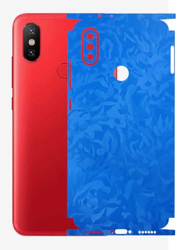 Image of AtOdds - Full Body Back Screen Guard Protector Film - 3D Textured Lamination Wrap Skin Sticker Compatible with Xiaomi Mi A2 | Scratchproof Matte Finish (Design - Royal Blue Camo)