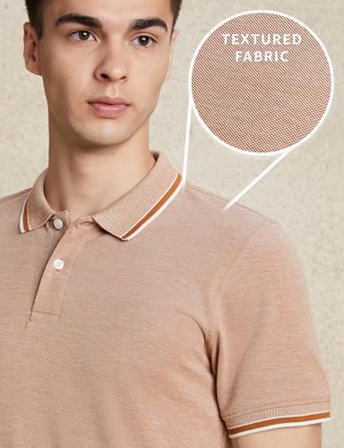 Image of Amazon Brand - Symbol Men's Cotton Rich Textured Polo Tshirts | Collar Plain Tshirts | Half Sleeves - Regular Fit (Available in Plus Sizes)