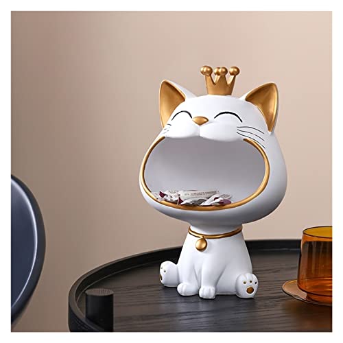 KITCISSL Schmuckaufbewahrung Dekoschale Weiß Dekorative Tabletts für Couchtisch, Einweihungsgeschenk Katze Statue Skulptur Schmuck Display Tabletts Dekoschalen Wohnzimmer Modern Cover