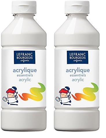 Lefranc Bourgeois - Acrylique liquide pour enfants - Bouteille 500 ml - Blanc (Lot de 2)