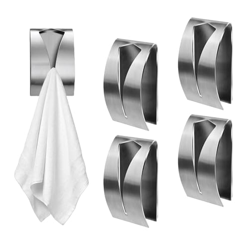 SoeUyd 4 Piezas Juego de Ganchos Adhesivos, Colgador Trapos Cocina, Autoadhesivo Fuerte Gancho de Pared, Trapos Cocina Toalleros, para Toallas para Baño,Cocina y Sala de Estar