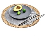 Augosta Woven Placemats Set of 6, Round Placemats for Dining Table, Farmhouse Circle Placemats...