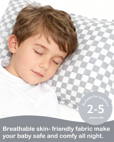 Image of ALVABABY Toddler Pillowcases 2 Pack Organic Cotton Kids Pillow Cover Fit 13 inchx 18 inch or 12 inchx28 inch Envelope for Girl Boy Sleepy Travel 2TPW34A