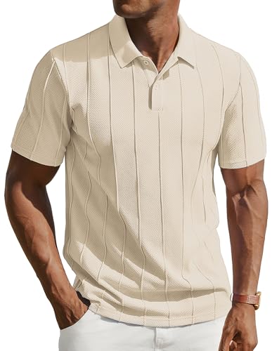 Image of PJ PAUL JONES Mens Polo Shirt Summer Slim Fit Short Sleeve Knit Golf T-Shirts Apricot L