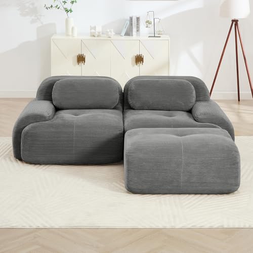 Image of Corduroy Modular Sectional Sofa, Oversized Cloud Couches for Living Room