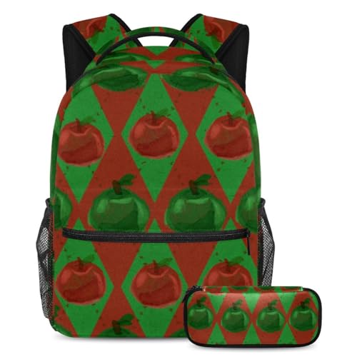 Sac à dos d'école multicolore avec trousse assortie pour collégiens et lycéens