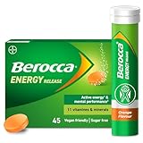Berocca Vitamin C Effervescent Tablets, with Magnesium, Vitamin B12 & Vitamin B Complex, Orange Flavour, 1 Pack of 45 Tablets - 6 Weeks Supply