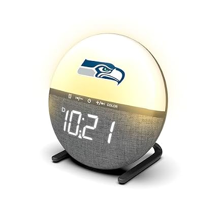 SOAR NFL Sunrise Alarm Clock, Seattle Seahawks product image