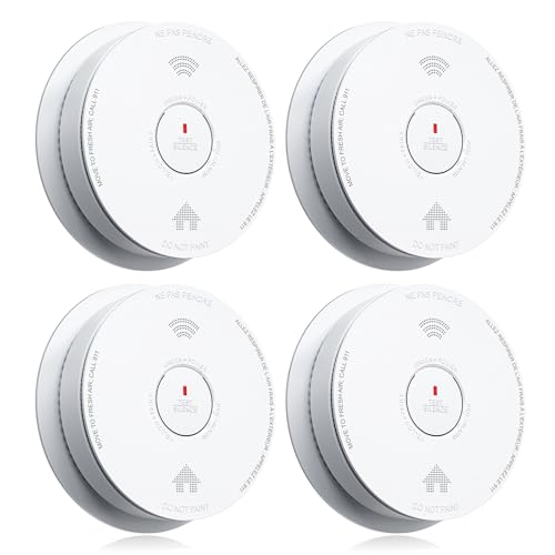 SITERWELL Smoke Detector Combo Smoke & Carbon Monoxide Alarm 10-Year Battery CO Detectors Smoke and Carbon Monoxide Detector with Bilingual Voice Alerts Reduced Nuisance Alarms 4 Packs