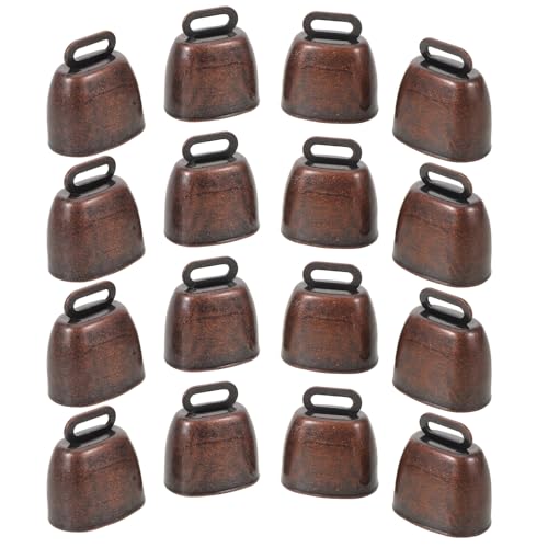 TOVINANNA 16 Pezzi Campanacci Rustici in Ferro Resistente alle Intemperie Mini Campanelli Vintage da Mucca e Capra Suono Forte per Collari Animali Accessori Artigianali per Uso Esterno e