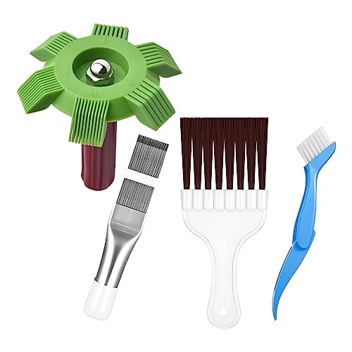 BELOMI Car Air Conditioner Condenser Fin Comb, Auto Fin Cleaner and Cleaning Brush Set, Coil Condenser Brush, Automotive Air Refrigerator Whisk Brush, Car Evaporator Radiator Repair Tool (4 Pcs)