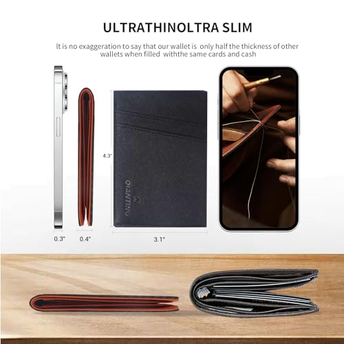Slim Wallet for Men Bifold Black Wallet for Front Pocket Wallet RFID Wallet for Men With 2 ID Windows Father's Day Gift Gifts for Men2