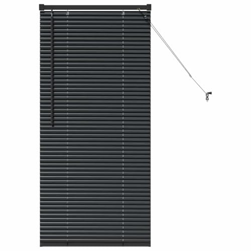 vidaXL Persiana para Ventana con Cortinas Manual Negro Aluminio, Cortinas Modernas para Sala, Ajustables, Resistentes, Verticales para la Privacidad y Decoración del Hogar
